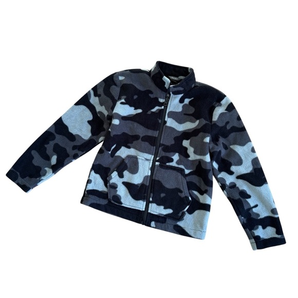 Eddie Bauer camo Gray Fleece Jacket Full Zip Boys Size S 7/8 - Picture 1 of 8